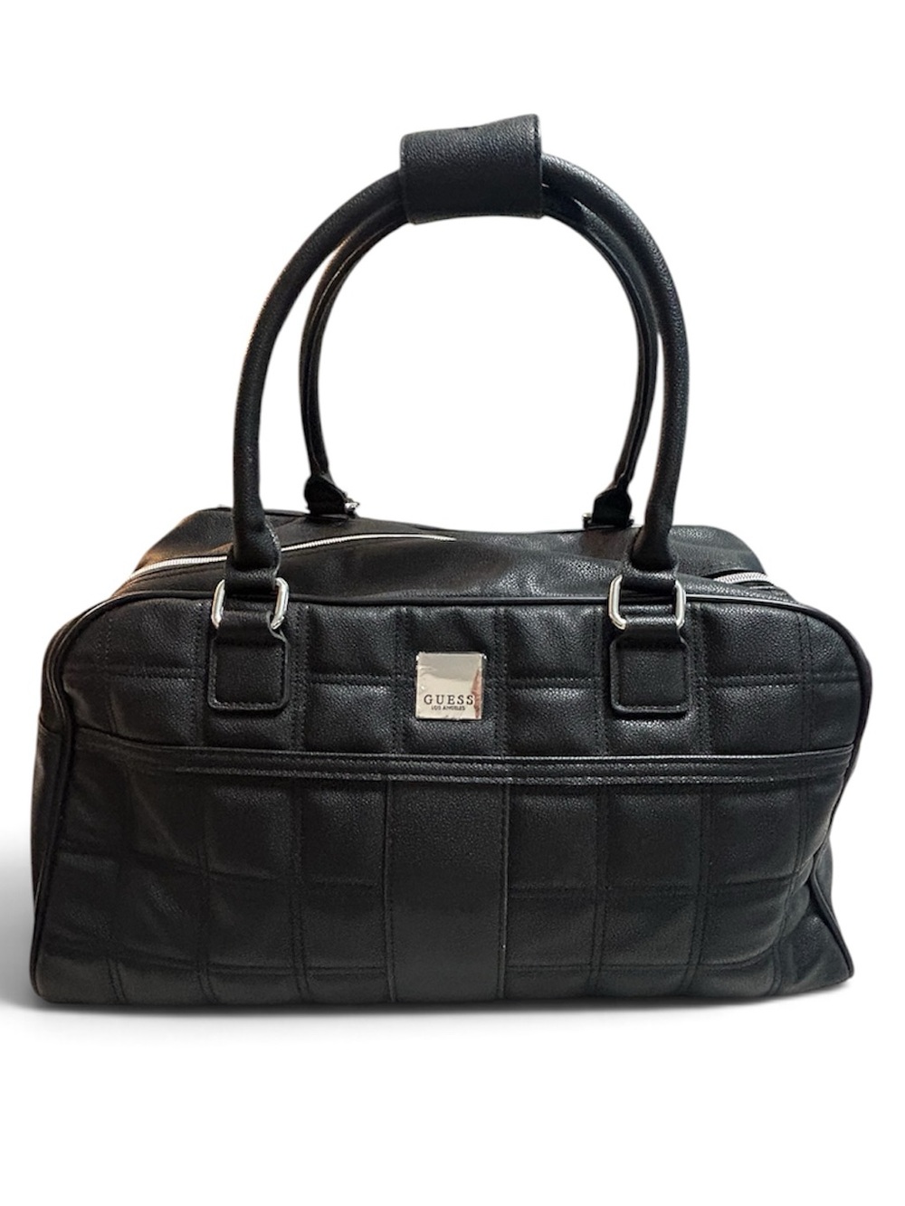 GUESS Los Angeles Black Quilted Satchel Duffle
Bag Weekender 17"